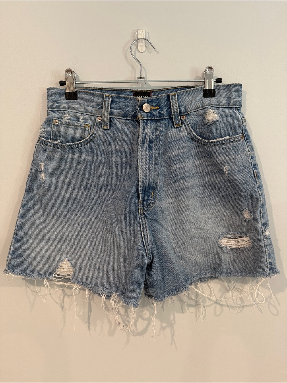 BDG Light Blue Distressed High-Waist Jean Shorts